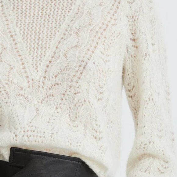 Veronica Beard Makani Pointelle Knit Pullover Sweater Medium Ivory - Picture 2 of 6